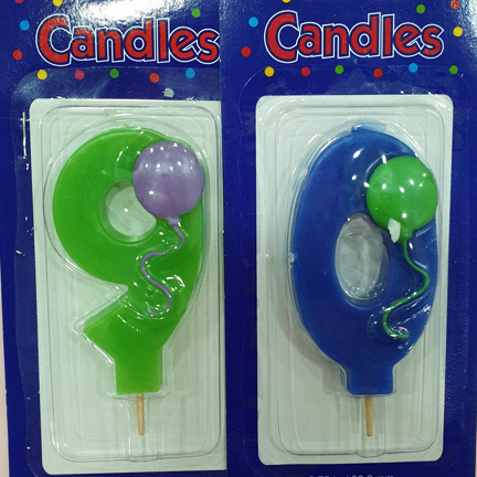 PROMO Number 9 and 0 Balloon Candle Set